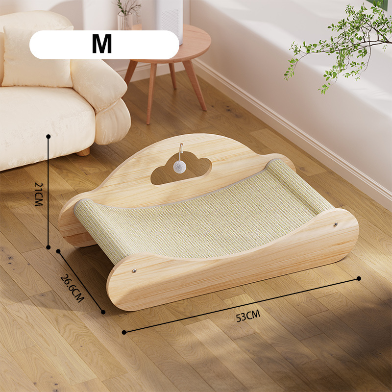 Chaise longue horizontal de sisal para gatos, com zona de arranhar integrada e superfície confortável para descanso