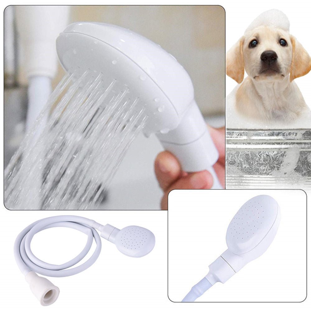 Chuveiro portátil de ligação rápida para banho de cães e gatos, em fundo branco